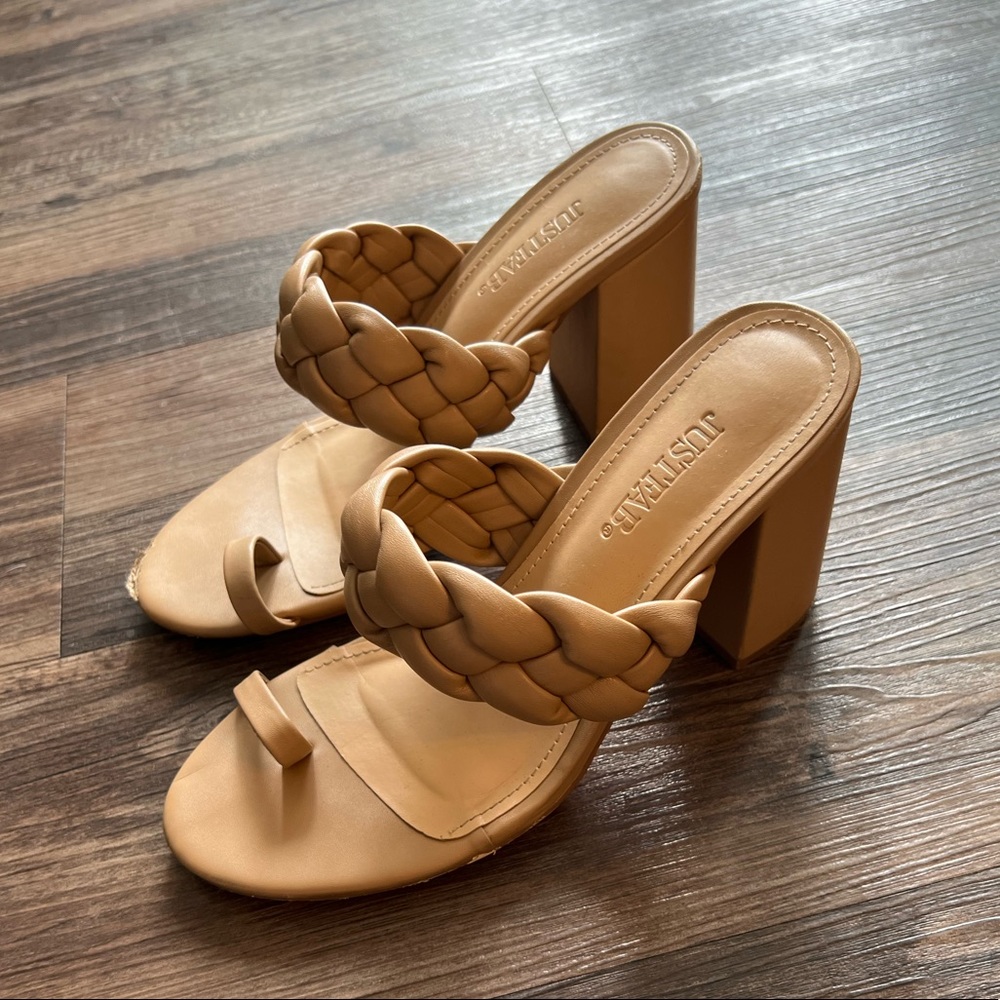 Beige Braided Sandals